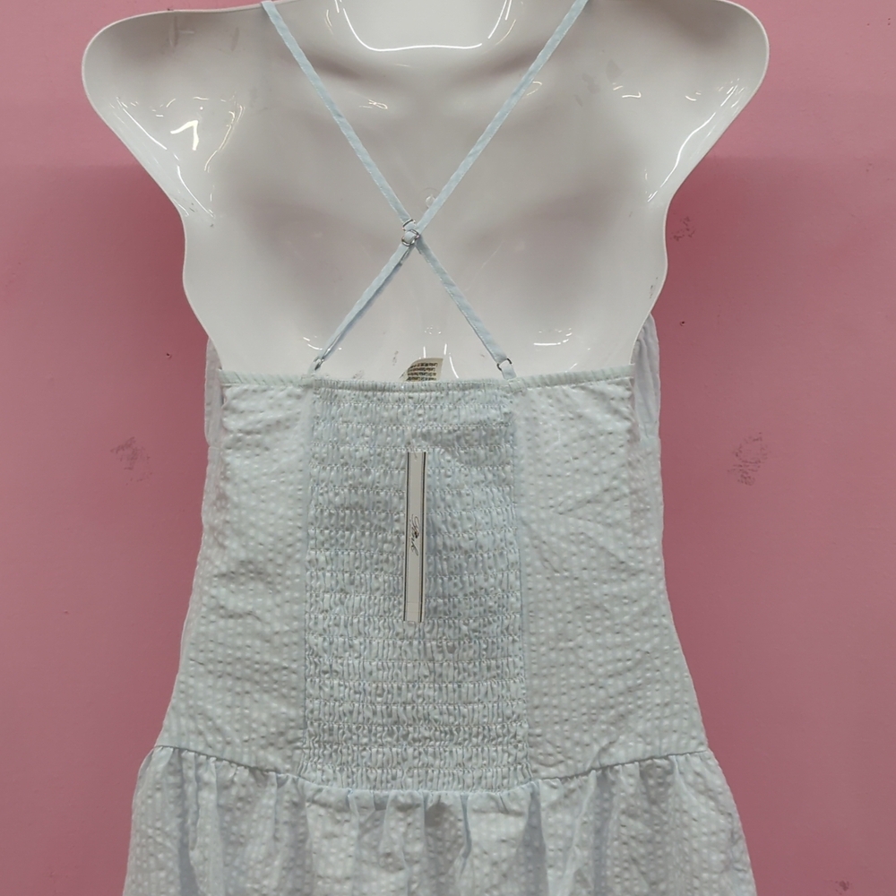 Victoria Secret PINK Prairie Seersucker Summer Midi Dress XS Light Blue - Picture 6 of 9
